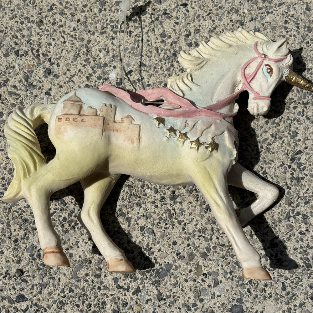 Vintage 80s Unicorn Ornament Fairy Garden Enchanted Decor Pastel Whimsy Retro - Picture 3 of 6
